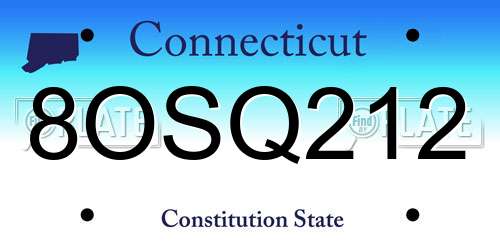 8OSQ212 Connecticut License Plate