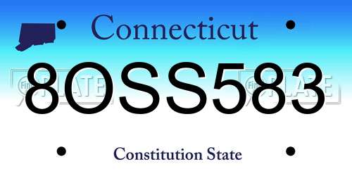 8OSS583 Connecticut License Plate