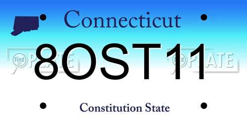 8OST11 Connecticut License Plate