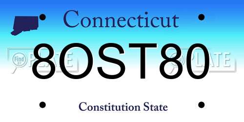 8OST80 Connecticut License Plate