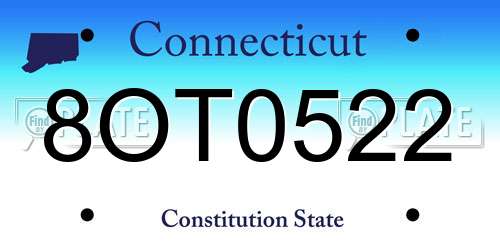 8OT0522 Connecticut License Plate