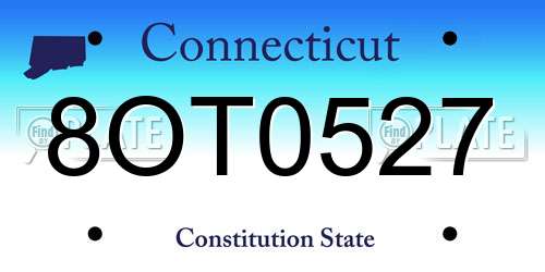 8OT0527 Connecticut License Plate