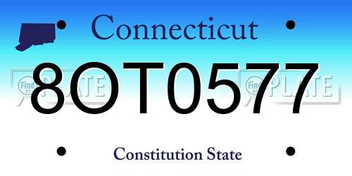 8OT0577 Connecticut License Plate