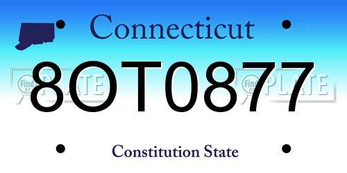 8OT0877 Connecticut License Plate