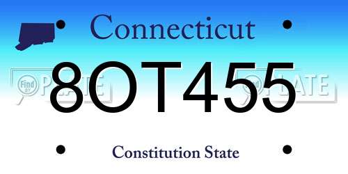 8OT455 Connecticut License Plate