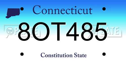 8OT485 Connecticut License Plate