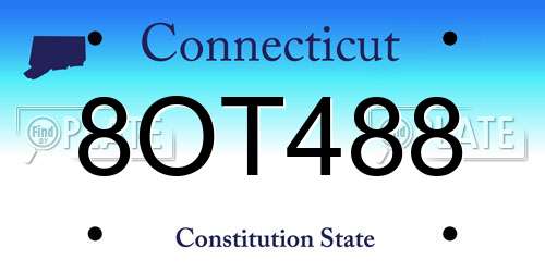 8OT488 Connecticut License Plate