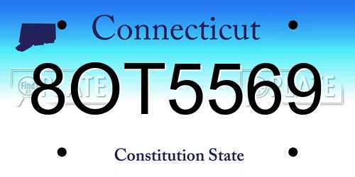 8OT5569 Connecticut License Plate