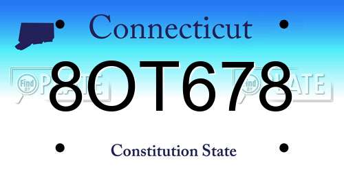 8OT678 Connecticut License Plate