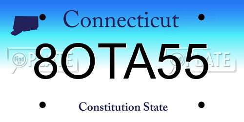 8OTA55 Connecticut License Plate