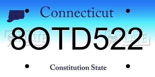 8OTD522 Connecticut License Plate