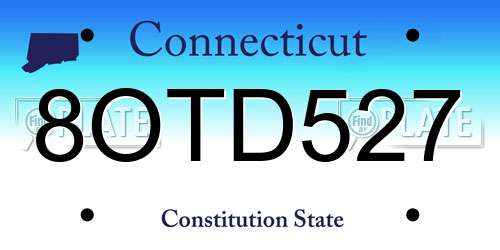 8OTD527 Connecticut License Plate