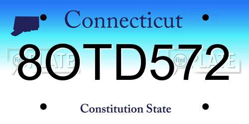 8OTD572 Connecticut License Plate