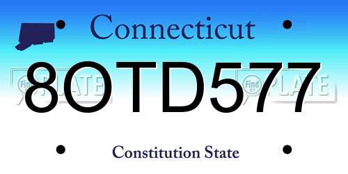8OTD577 Connecticut License Plate