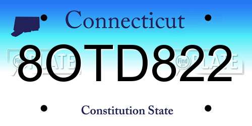 8OTD822 Connecticut License Plate