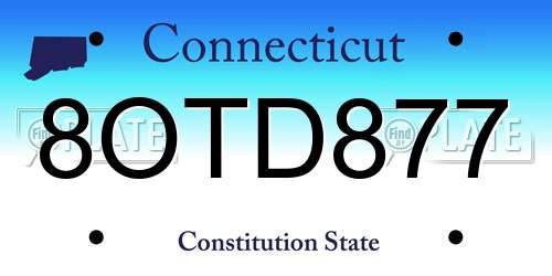 8OTD877 Connecticut License Plate