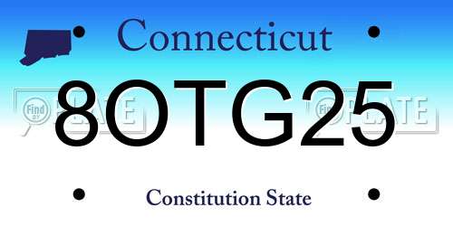 8OTG25 Connecticut License Plate