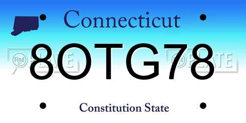 8OTG78 Connecticut License Plate