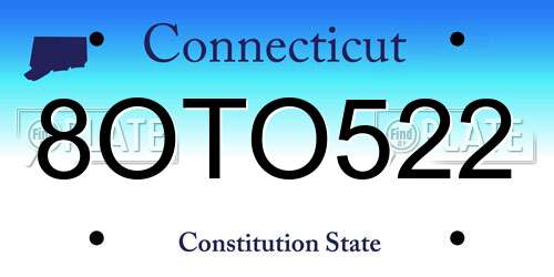 8OTO522 Connecticut License Plate