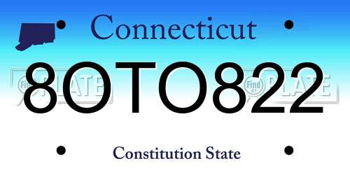 8OTO822 Connecticut License Plate