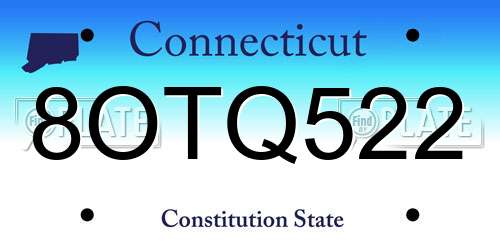 8OTQ522 Connecticut License Plate
