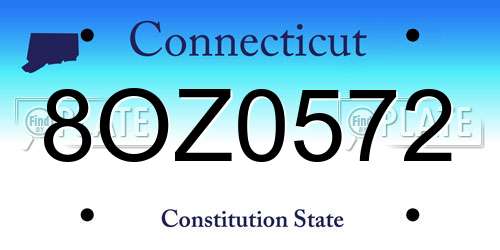 8OZ0572 Connecticut License Plate