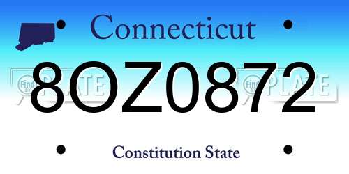 8OZ0872 Connecticut License Plate