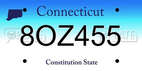 8OZ455 Connecticut License Plate