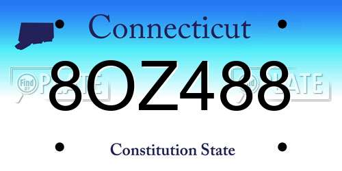 8OZ488 Connecticut License Plate