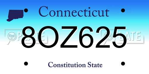 8OZ625 Connecticut License Plate