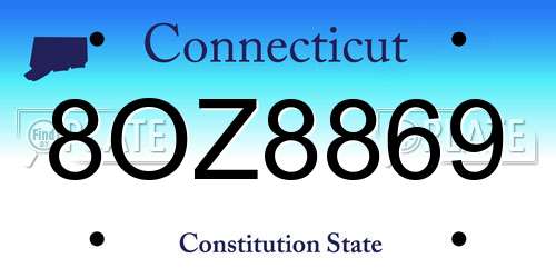 8OZ8869 Connecticut License Plate