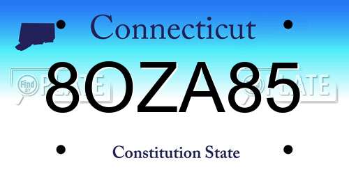 8OZA85 Connecticut License Plate