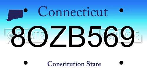 8OZB569 Connecticut License Plate