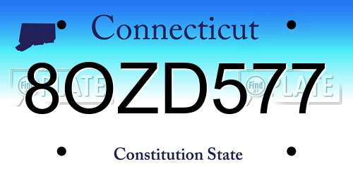 8OZD577 Connecticut License Plate