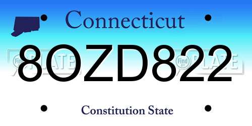 8OZD822 Connecticut License Plate