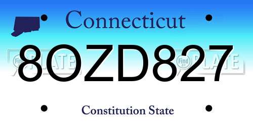 8OZD827 Connecticut License Plate