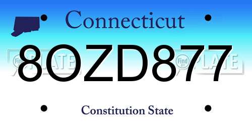 8OZD877 Connecticut License Plate
