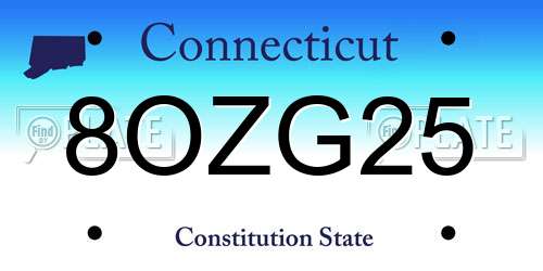 8OZG25 Connecticut License Plate