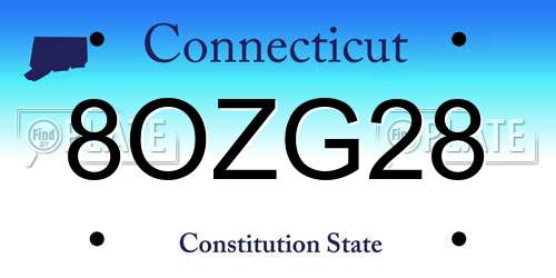8OZG28 Connecticut License Plate