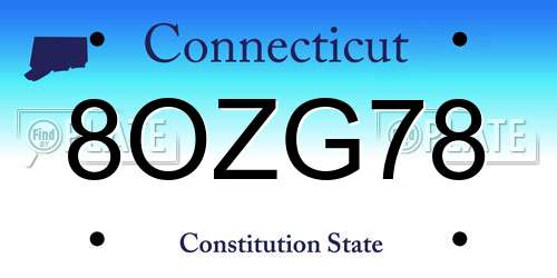 8OZG78 Connecticut License Plate