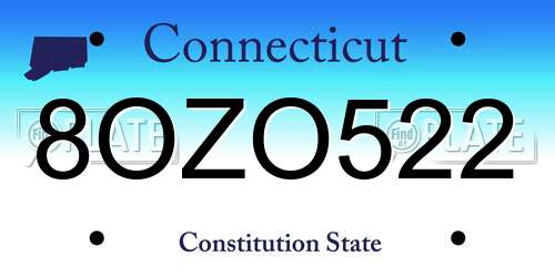 8OZO522 Connecticut License Plate