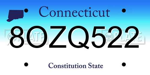 8OZQ522 Connecticut License Plate