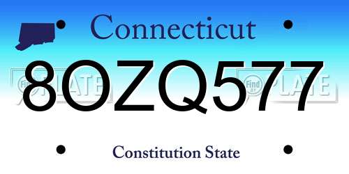 8OZQ577 Connecticut License Plate