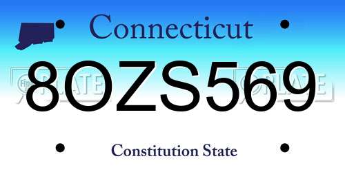 8OZS569 Connecticut License Plate