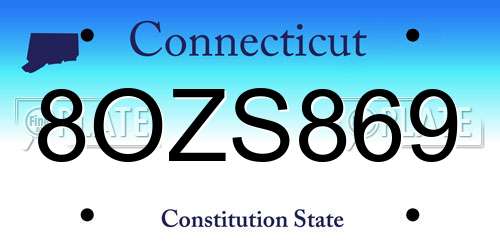 8OZS869 Connecticut License Plate
