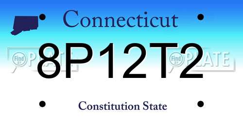 8P12T2 Connecticut License Plate