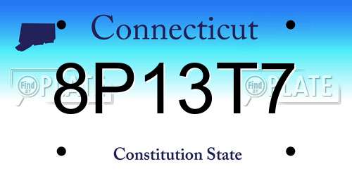 8P13T7 Connecticut License Plate