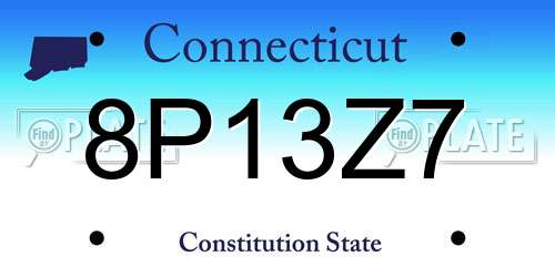 8P13Z7 Connecticut License Plate