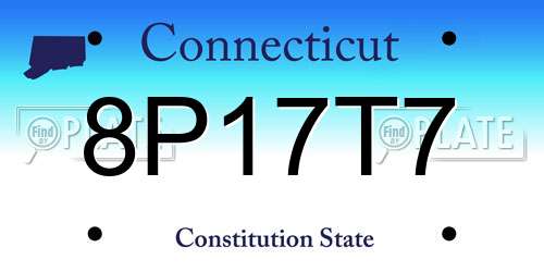 8P17T7 Connecticut License Plate