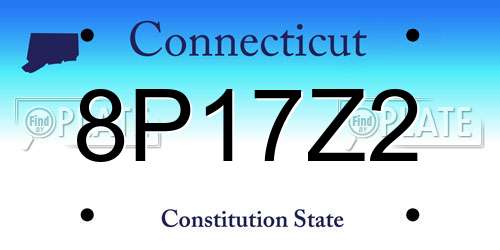 8P17Z2 Connecticut License Plate